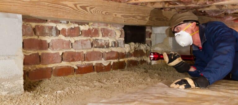 glh tech inspecting below a home's foundation